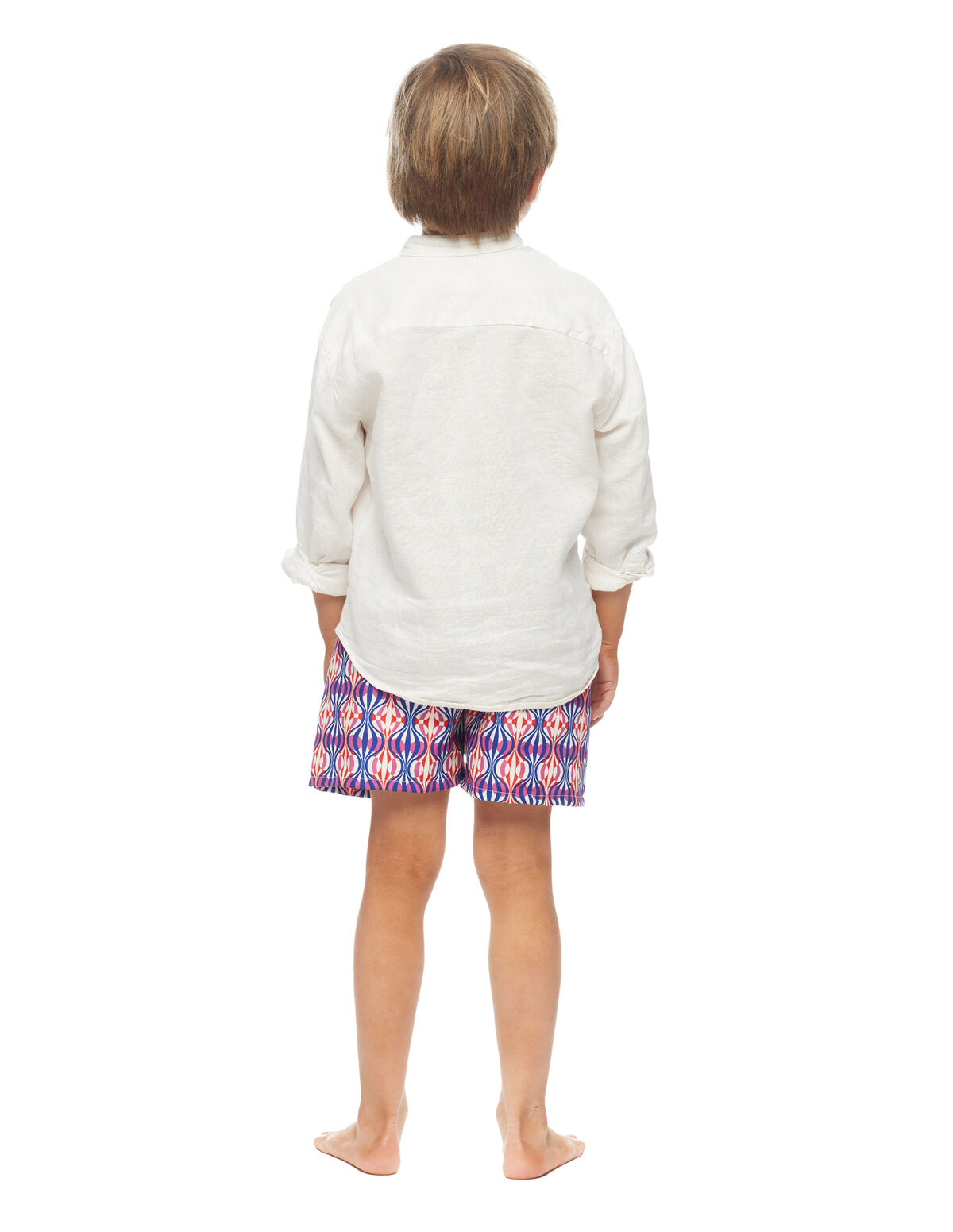 Maillot de bain print géométrique fraise