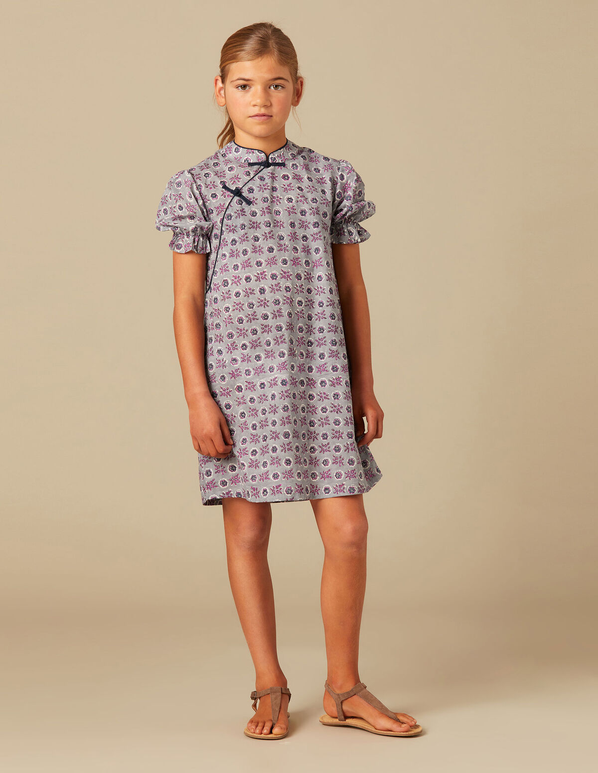 VESTIDO CRUZADO RAMOS AZUL