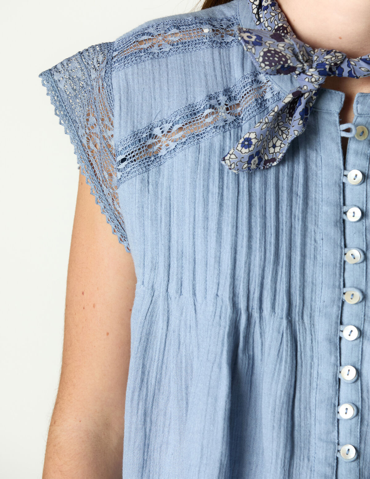 ANILINE BLUE PIN-TUCK T-SHIRT