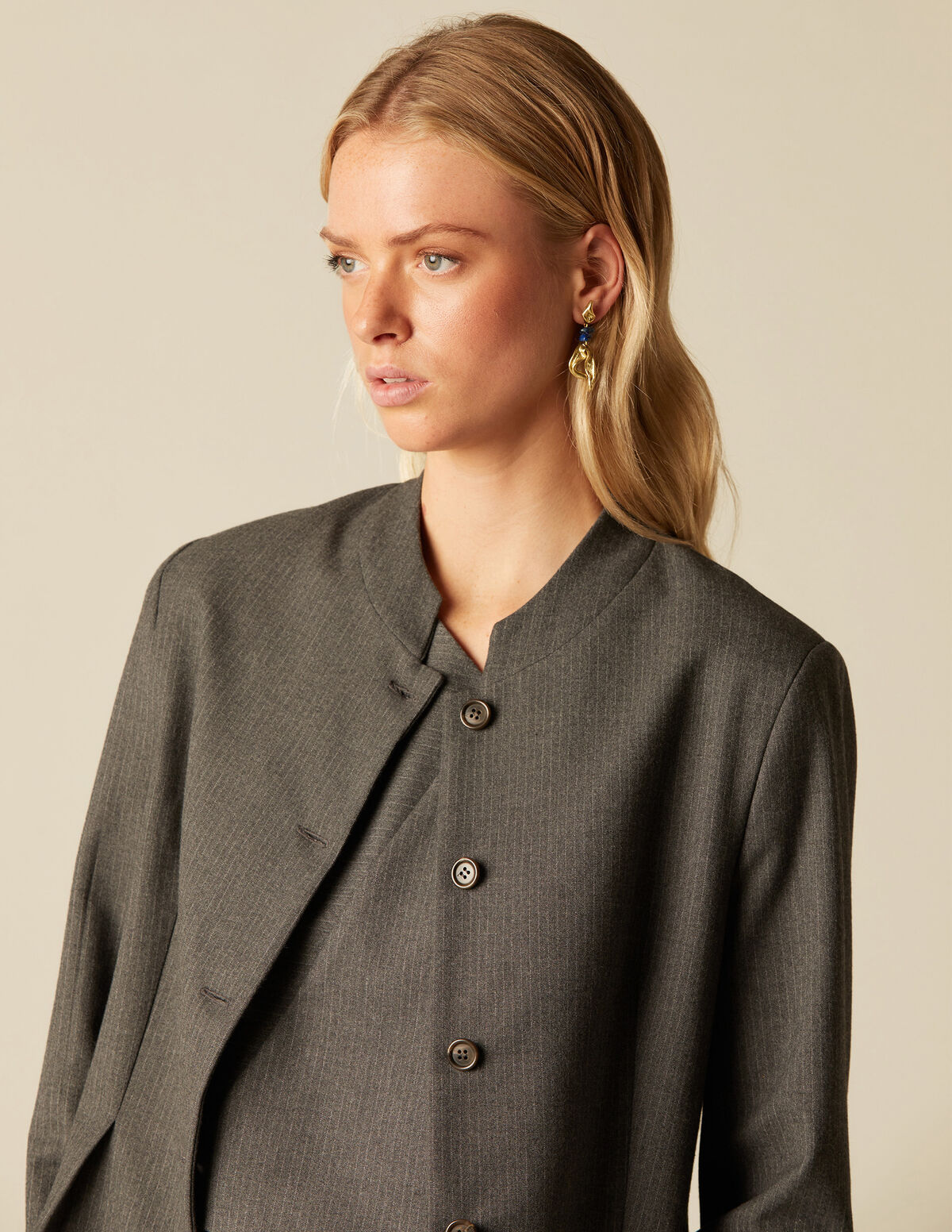 BLAZER COL MAO BLEU RAYURES