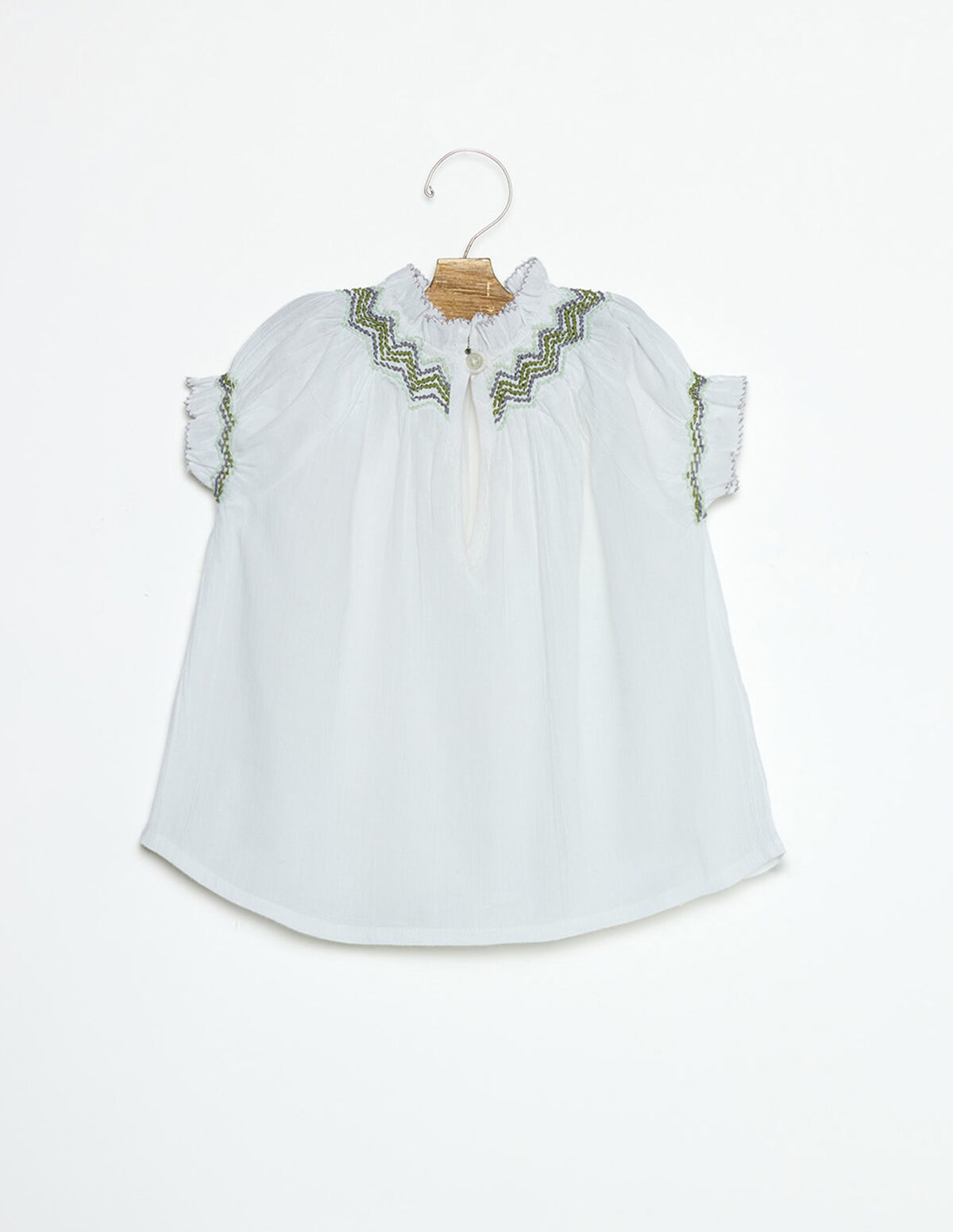 ECRU SMOCKED SHIRT