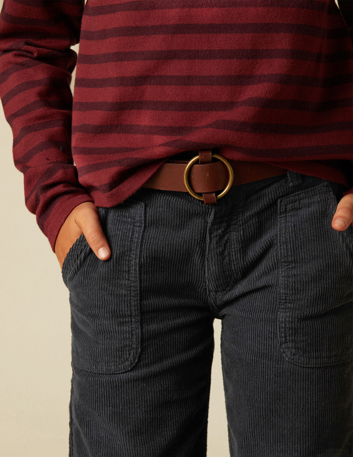 GIRLS SAND CORDUROY WIDE LEG TROUSERS