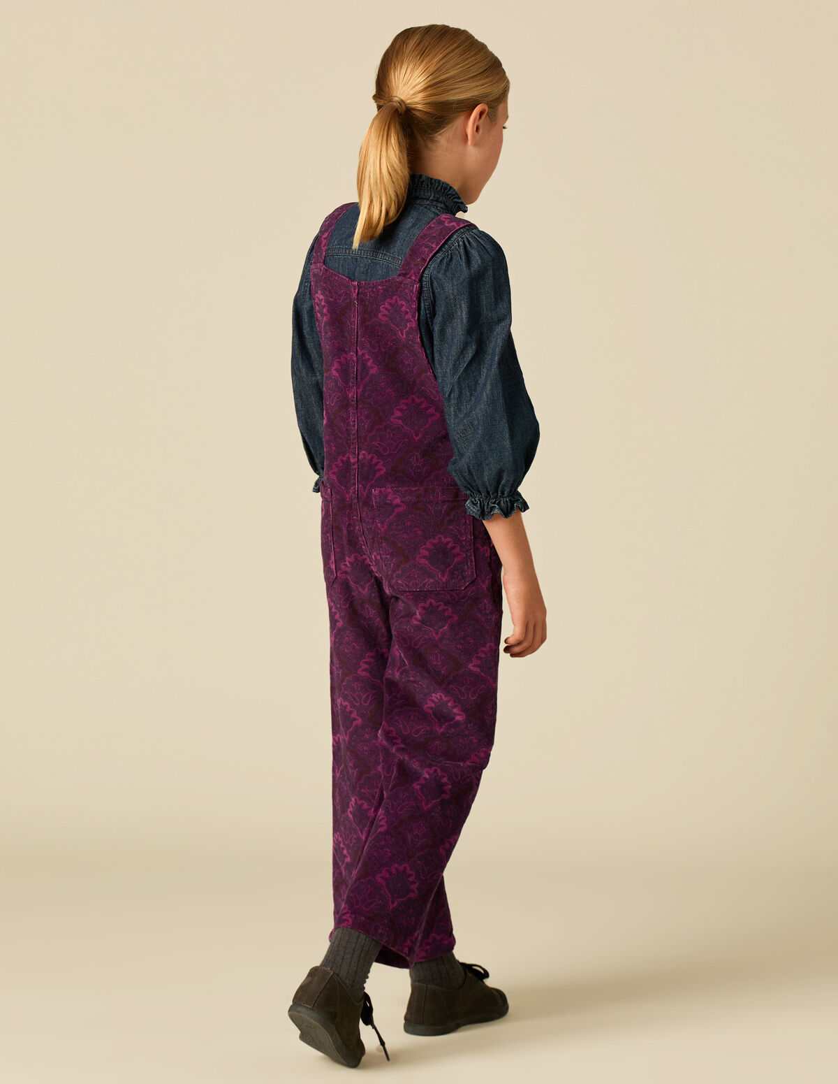 BROWN CORDUROY PRINTED DUNGAREES