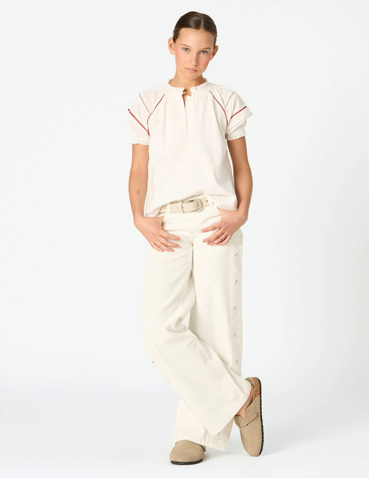 PANTAL&Oacute;N ESTRELLAS LATERAL VAQUERO BLANCO