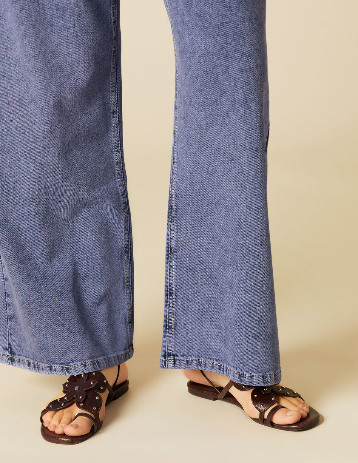 BLUE TOP-STITCHED TROUSERS