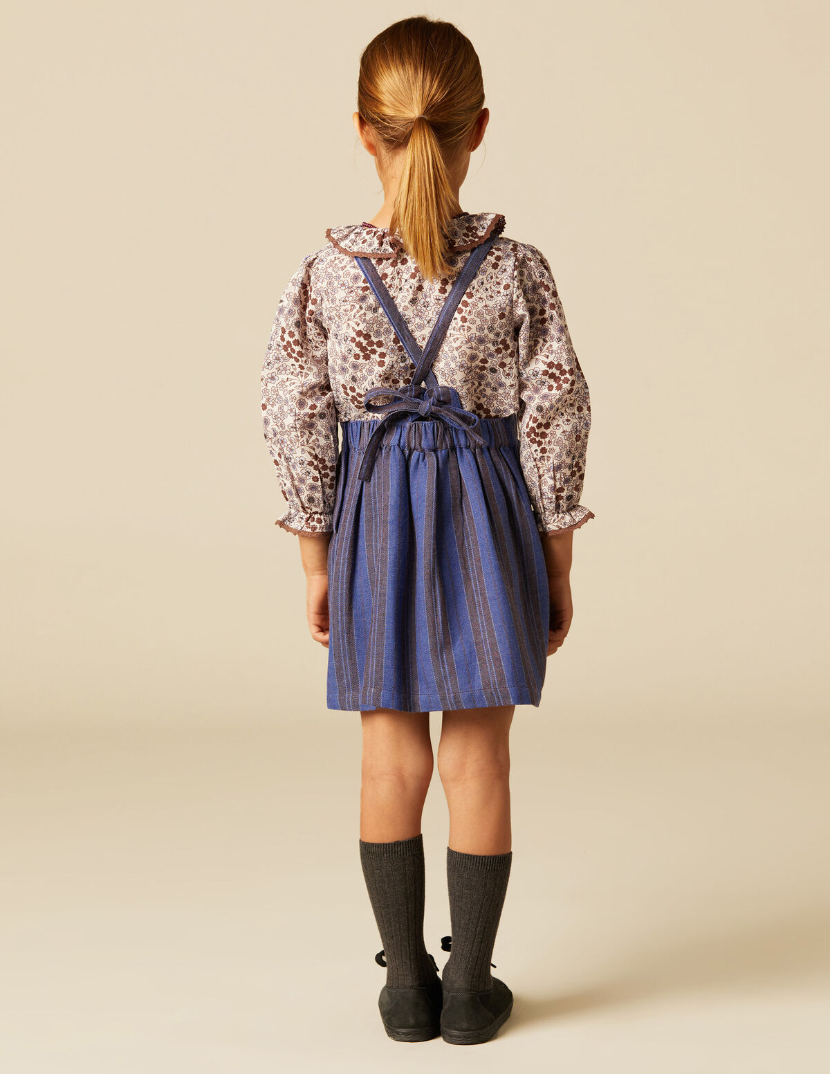BERRY STRIPED PINAFORE DRESS