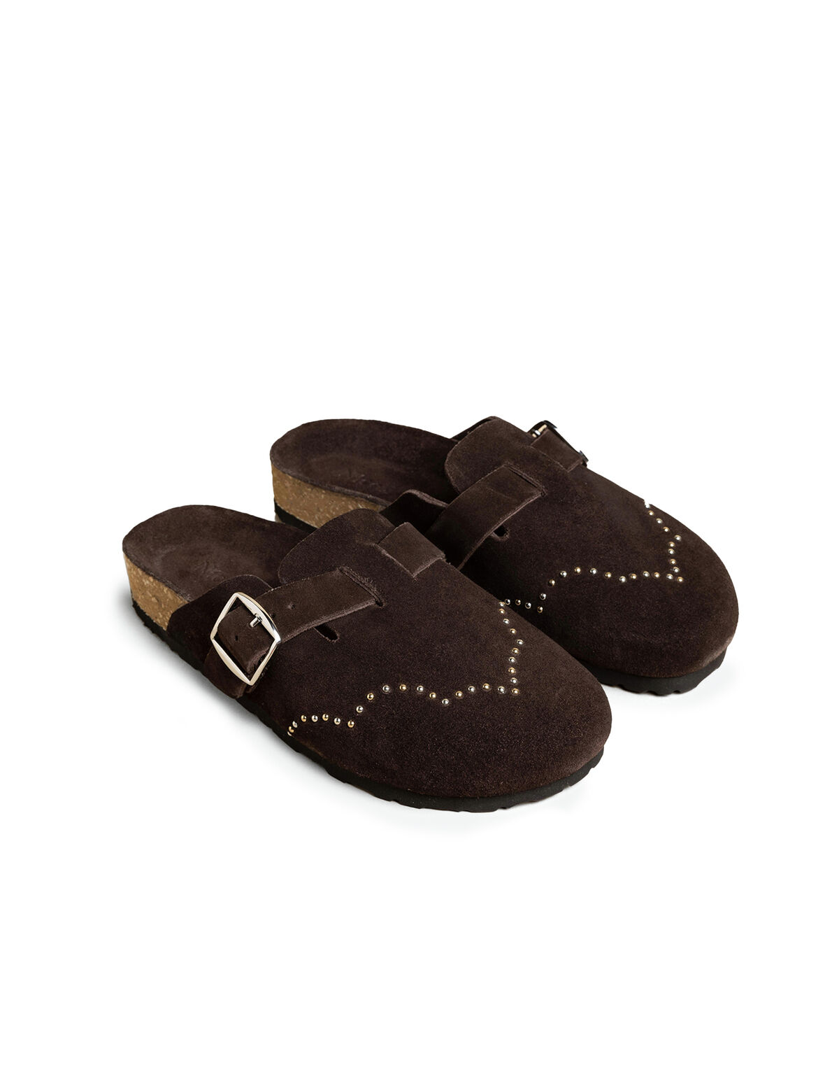BROWN STUDDED CLOGS