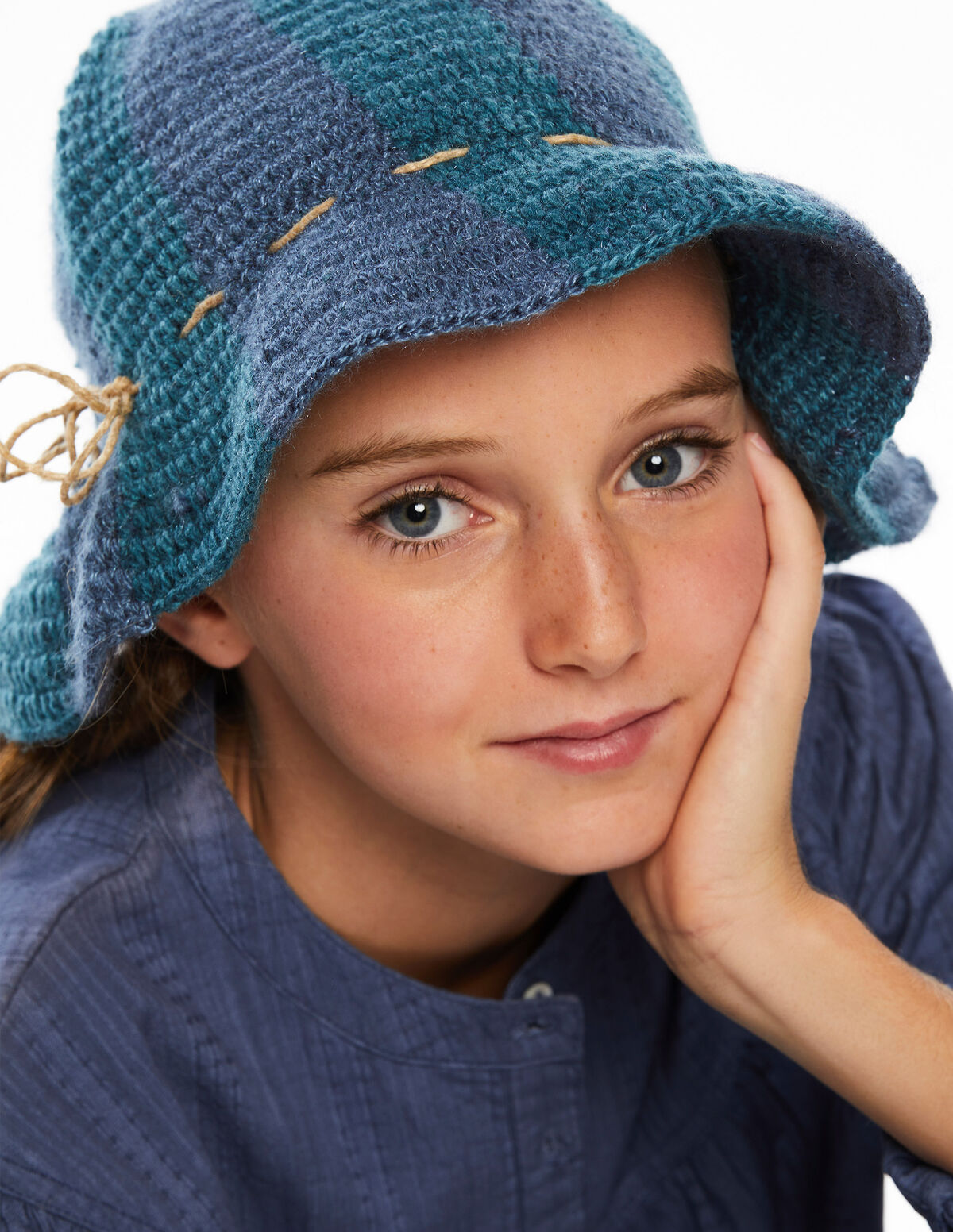 Gorro punto multicolor azul