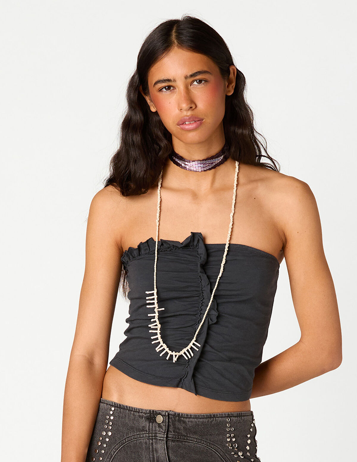 ANTHRACITE RUFFLE T-SHIRT