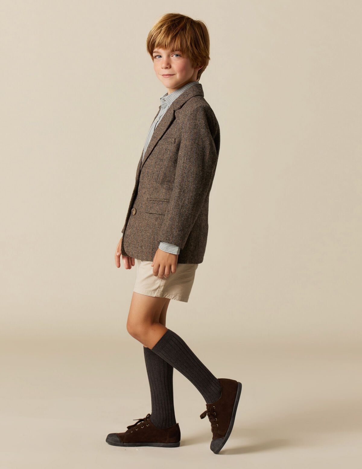 BROWN HERRINGBONE BLAZER