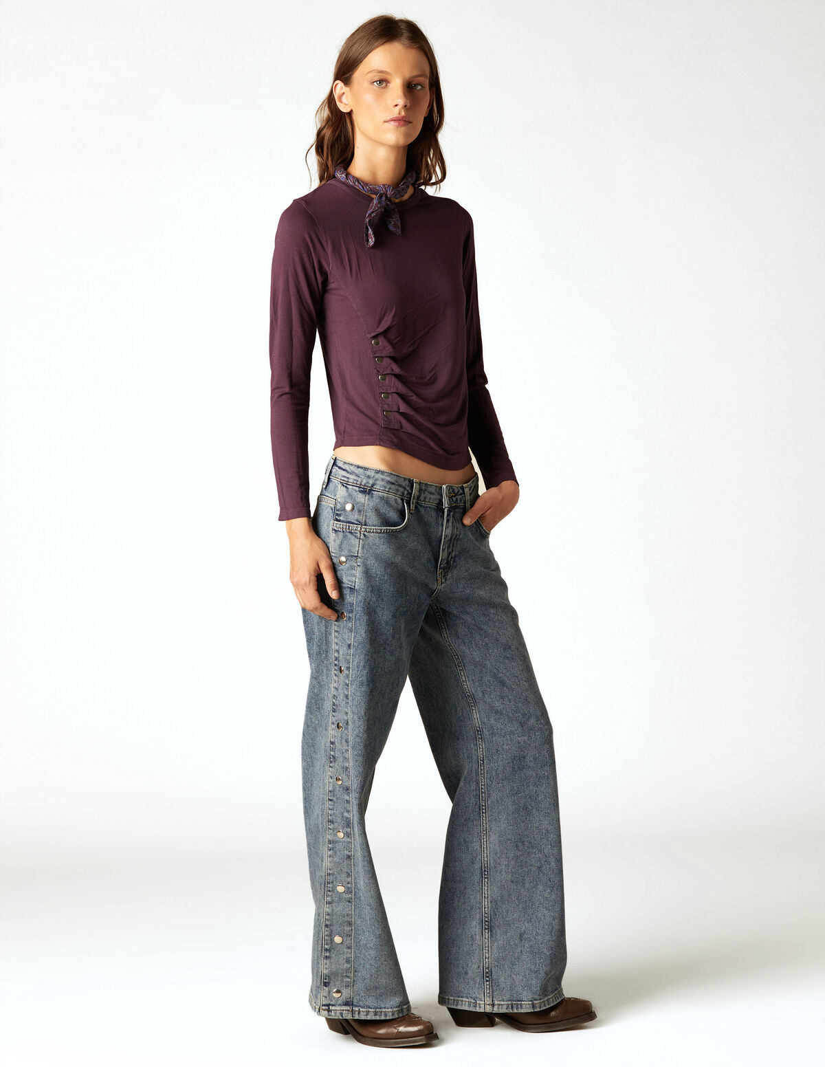 T-SHIRT BOUTONS C&Ocirc;T&Eacute; AM&Eacute;THYSTE