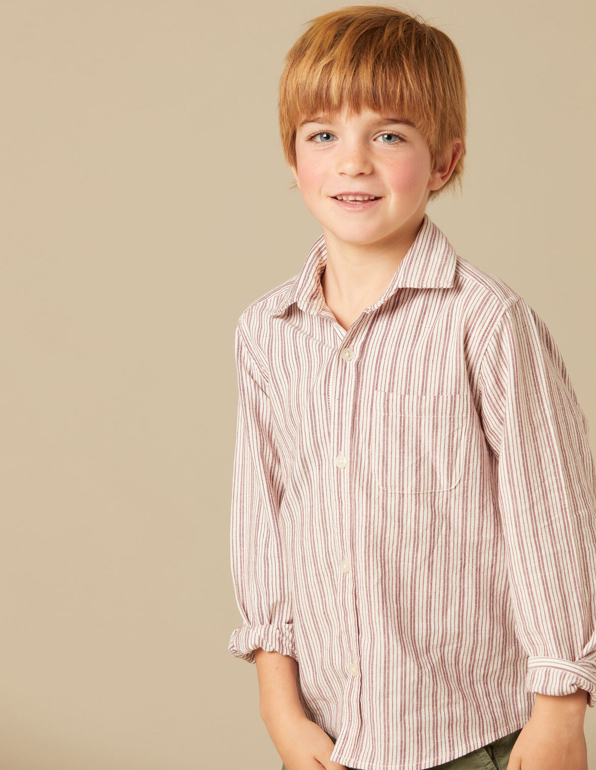 CHEMISE RAYÉE MARRON