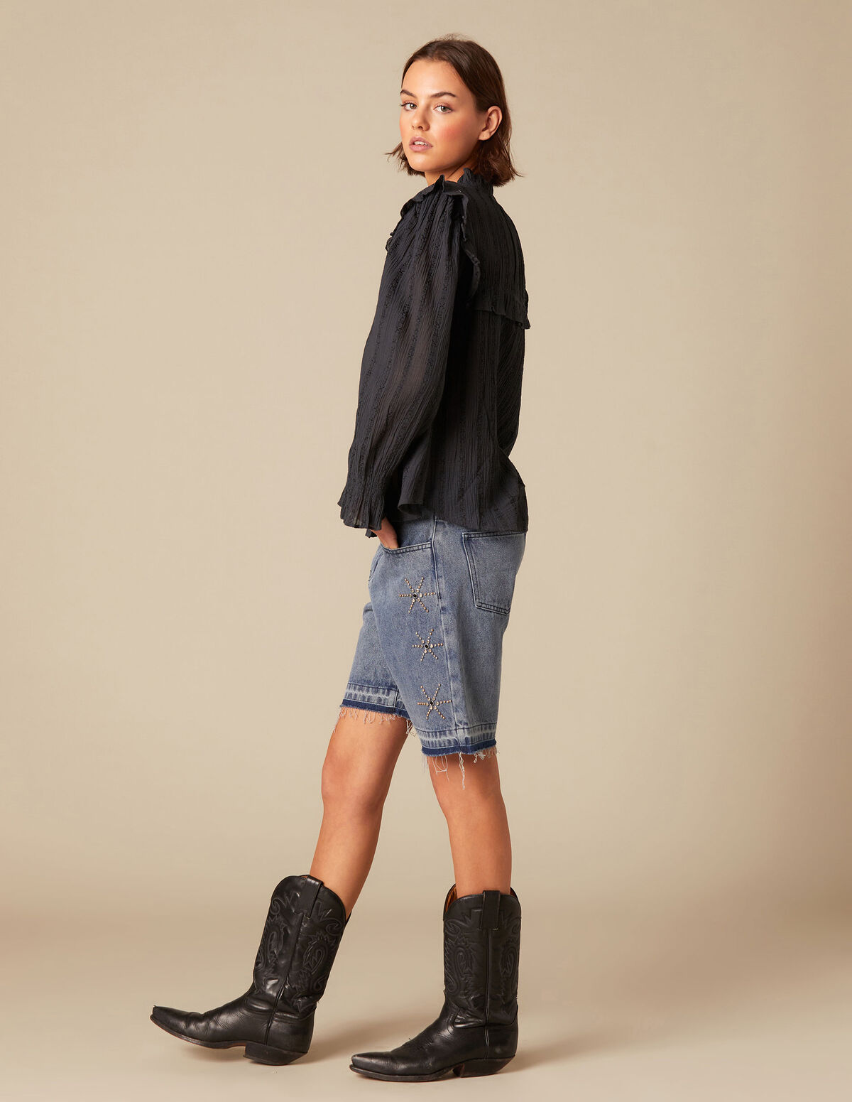ANTHRACITE RUFFLED SHIRT