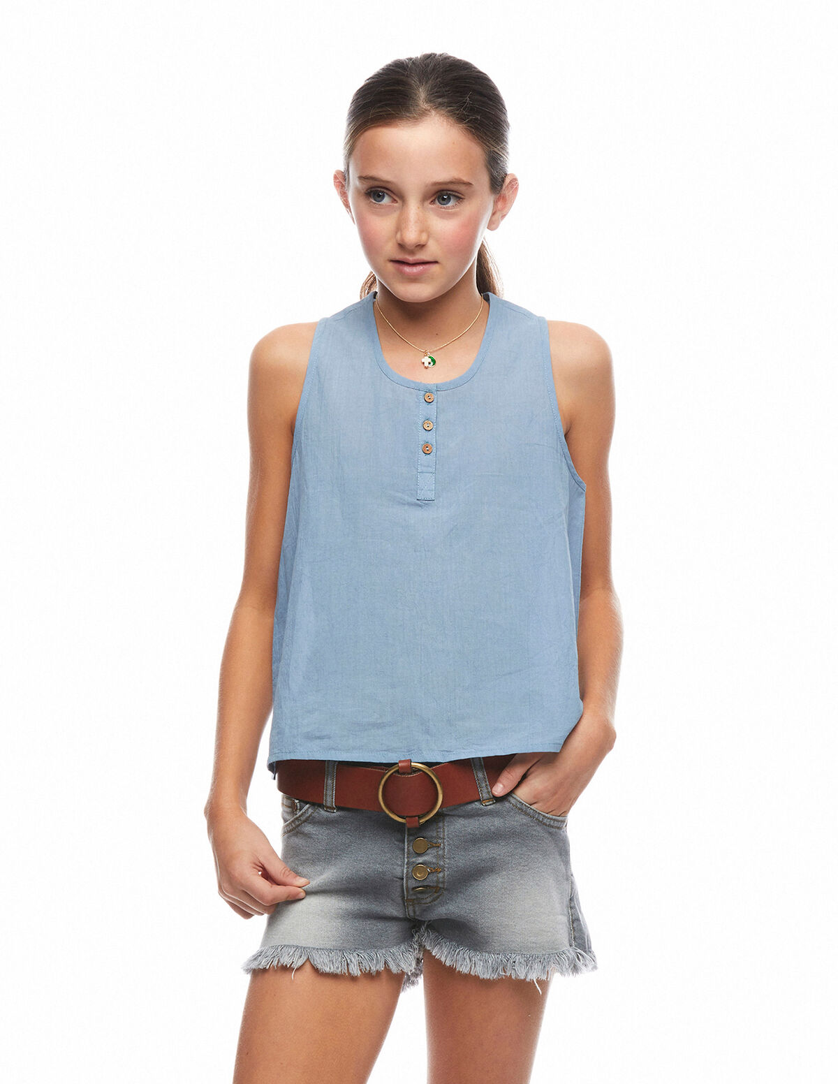 Camisa botones azul