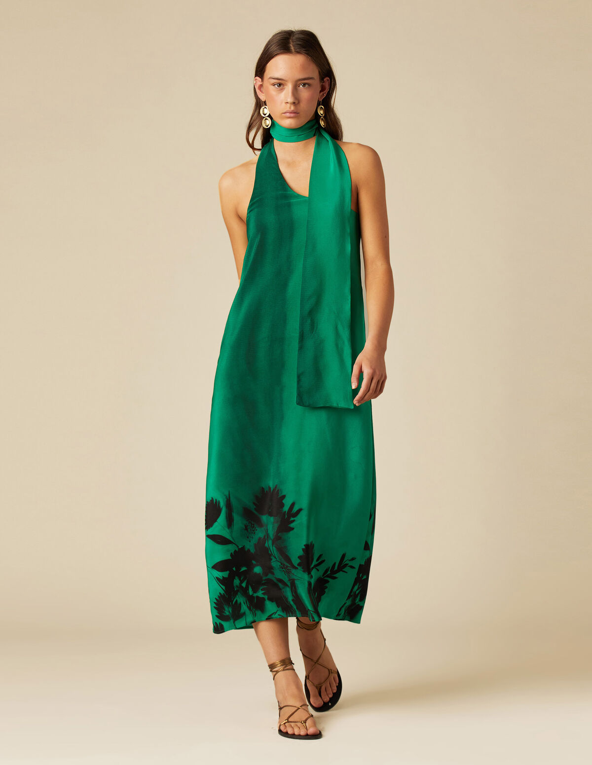 VESTIDO SEDA PRINT VERDE