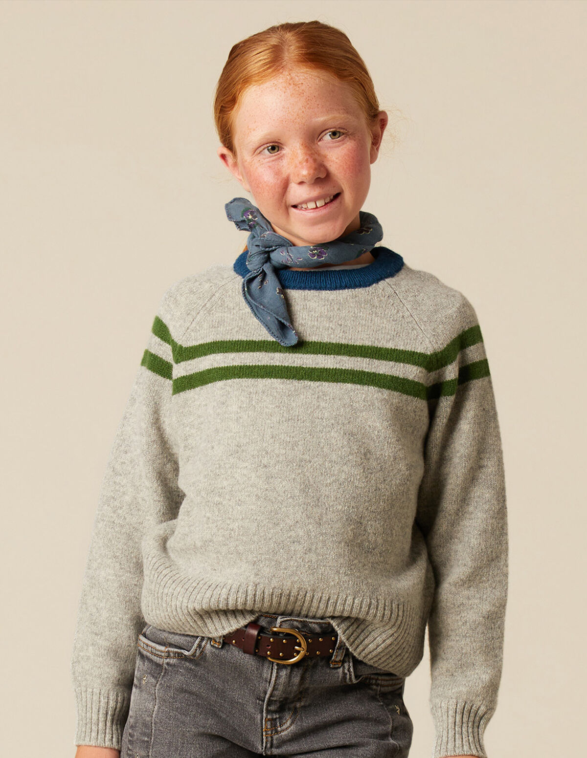 DOUBLE STRIPE GREY JUMPER