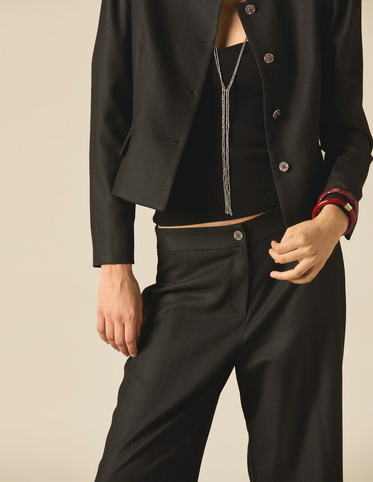 FLOWER BUTTON TROUSERS