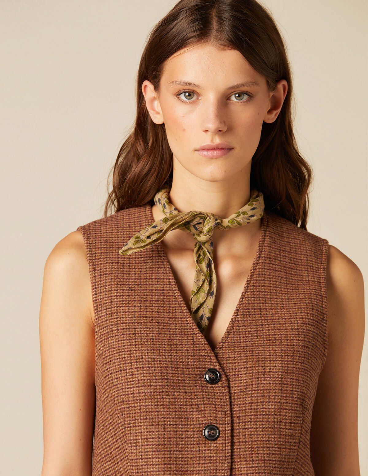BROWN CHECKED WAISTCOAT