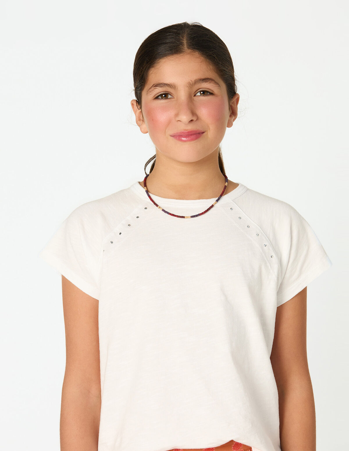 WHITE STUDDED T-SHIRT