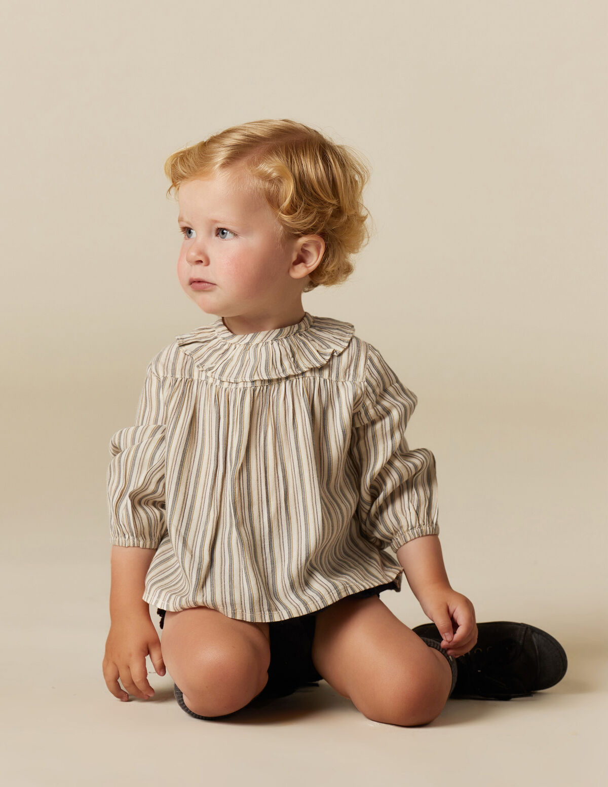 BLUE AND MUSTARD STRIPED SHIRT