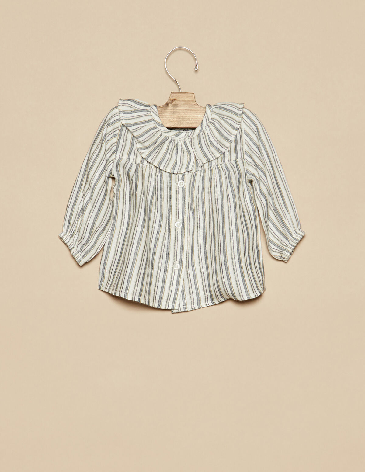 BLUE AND MUSTARD STRIPED SHIRT