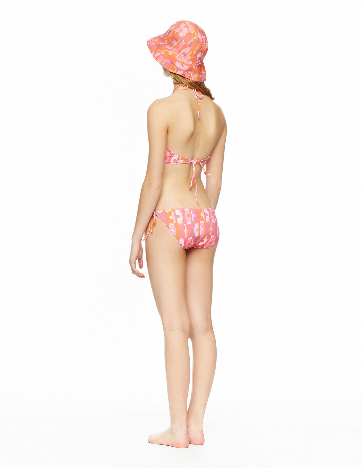 Bikini décolleté croisé rétro bleu