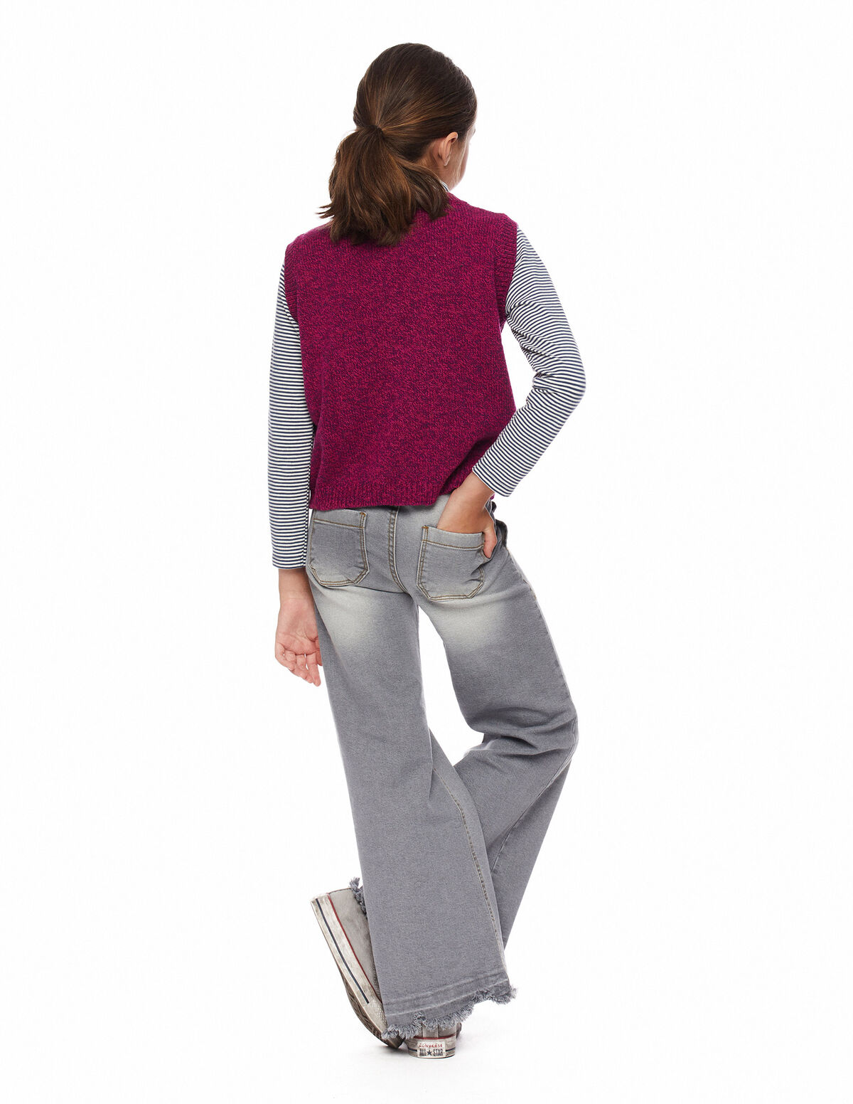 Pantalón wide leg bolsillos azul oscuro