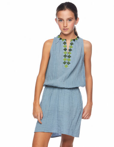 Green diamond embroidery elasticated dress - View all > - Nícoli