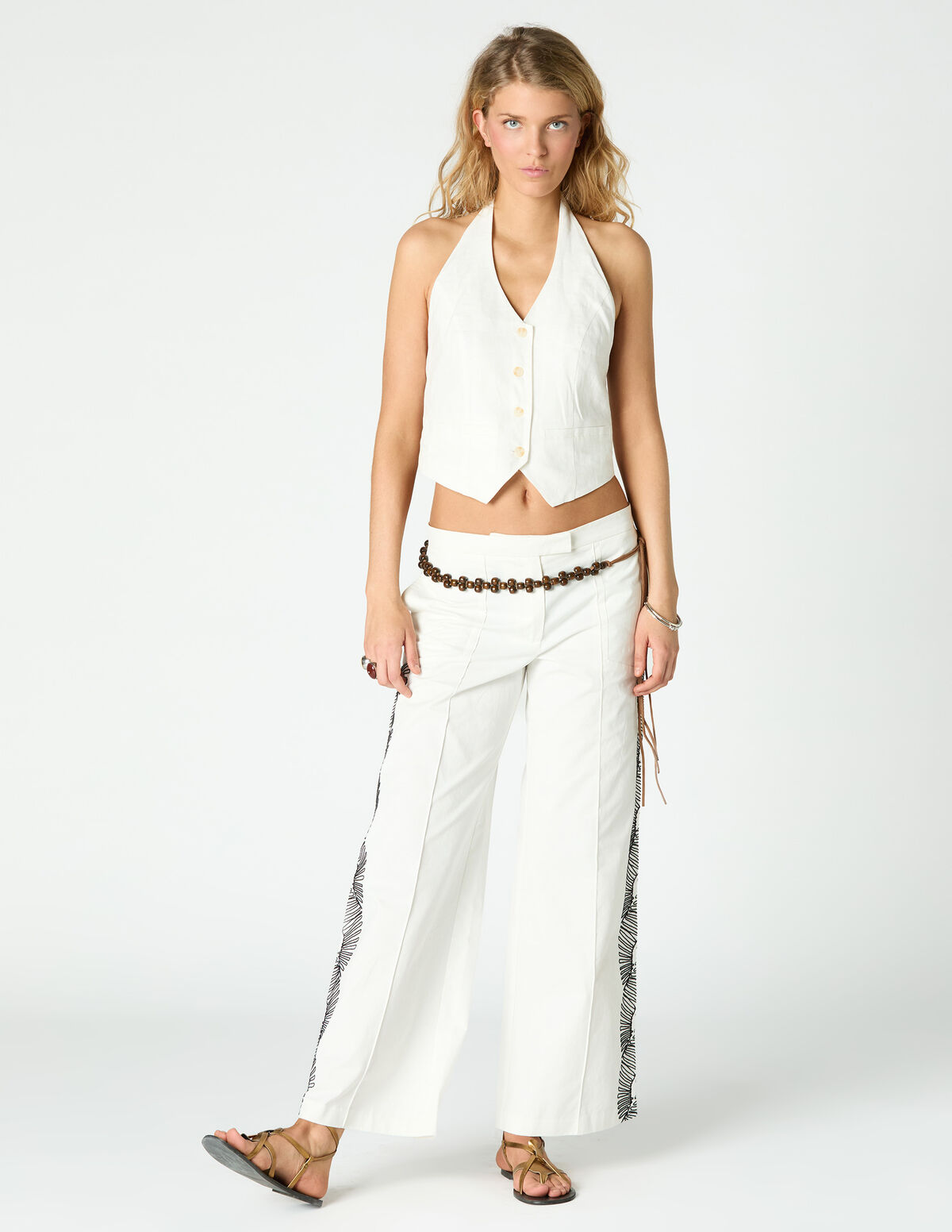 PANTALON BORDADOS EIGHTS ECRU