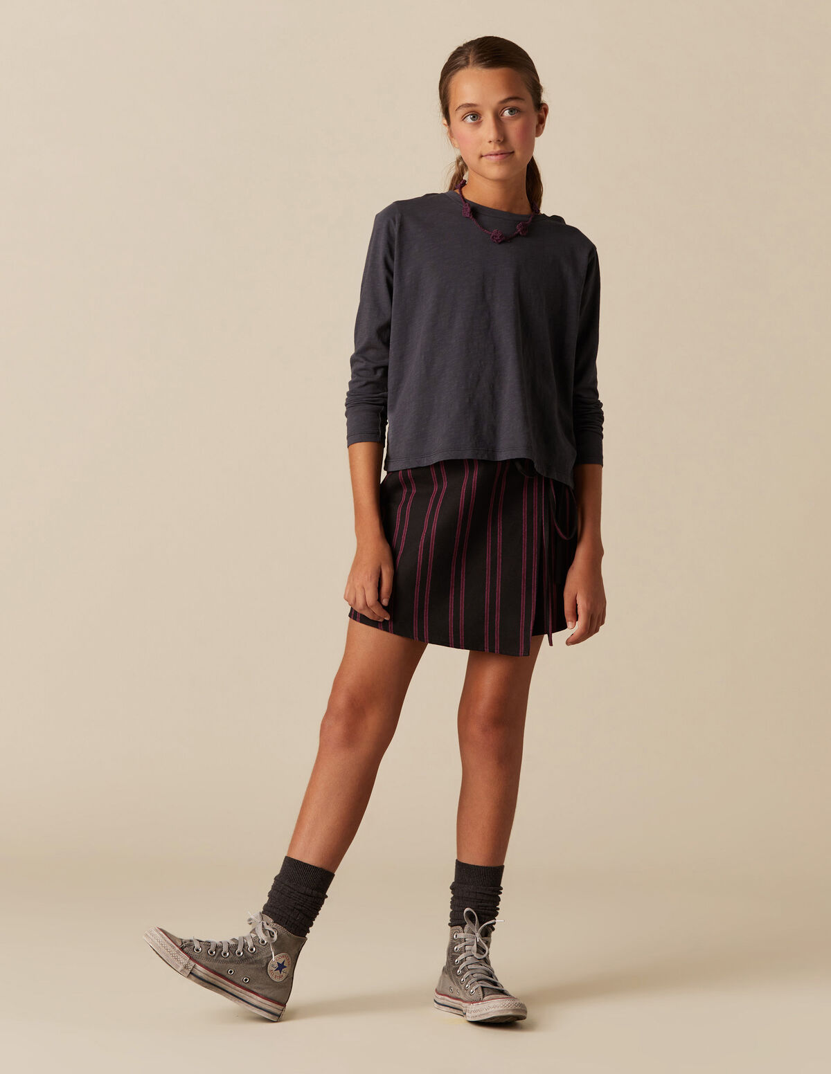 BLACK STRIPED SKIRT