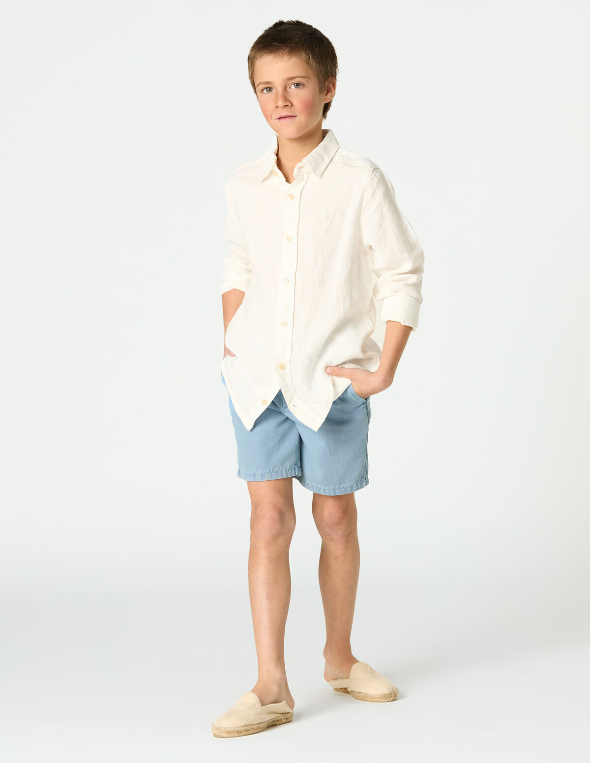 CAMISA GOLA BICO LINHO AZUL-ESCURO