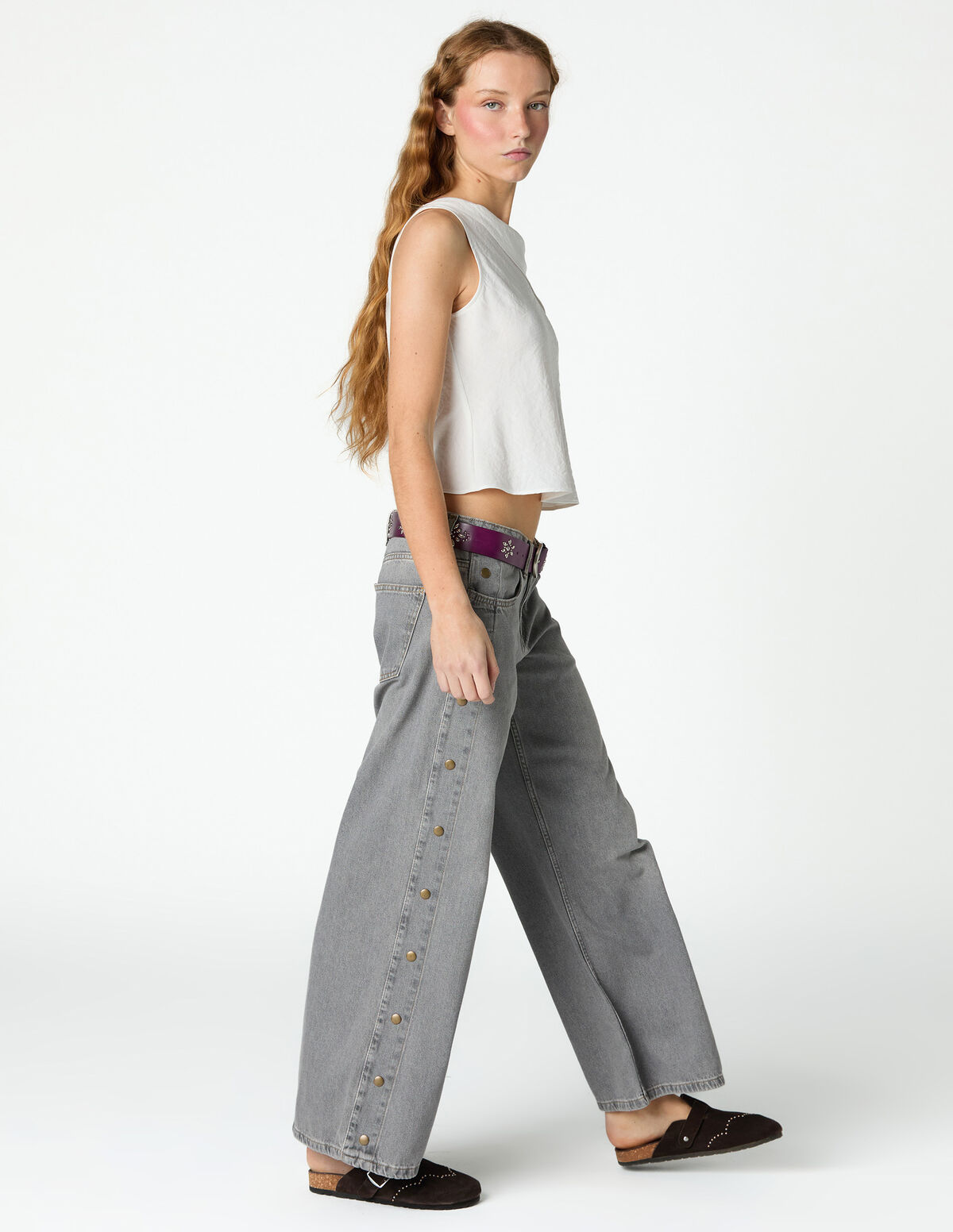 ANTHRACITE SHOULDER TIE TOP