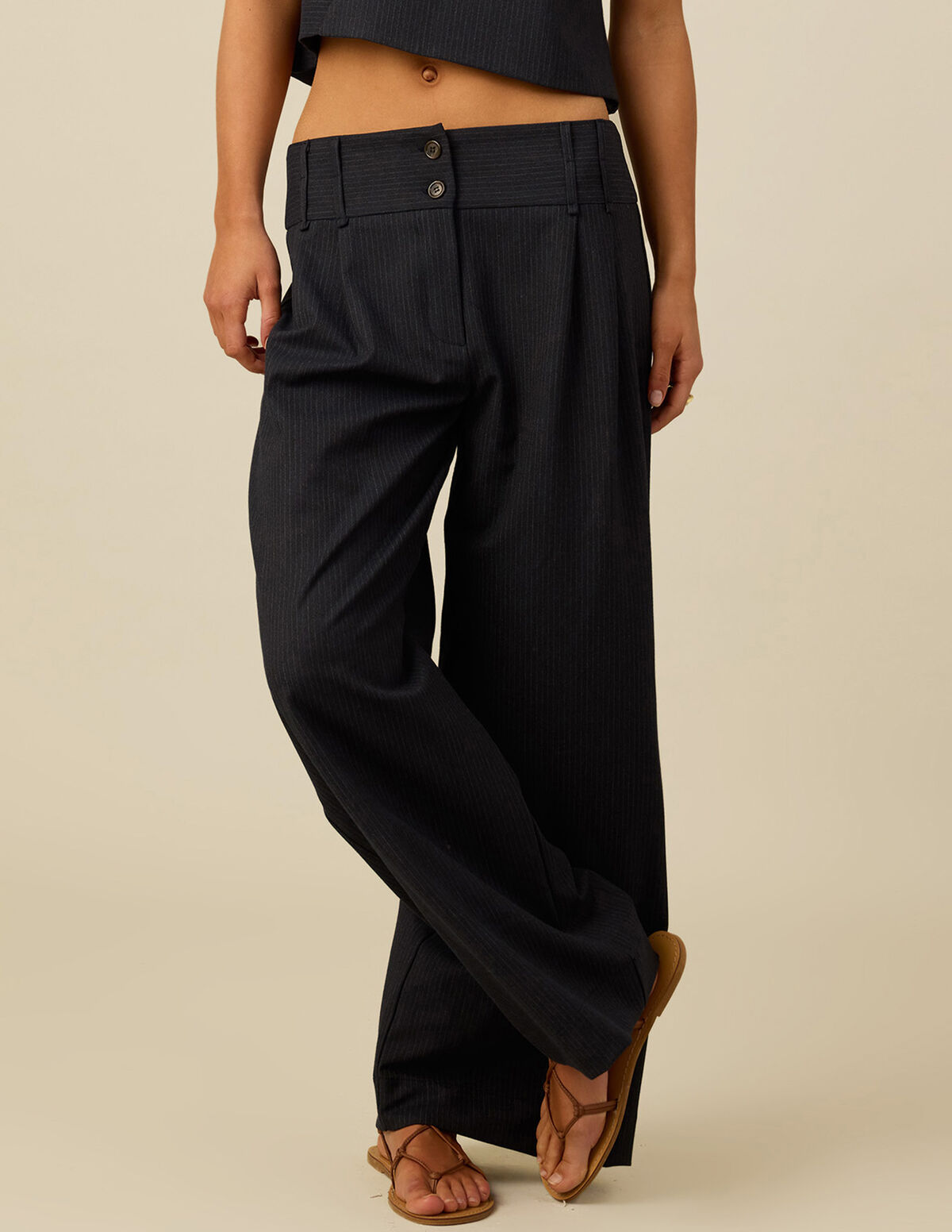 PANTALON CEINTURE BLEU RAYURES