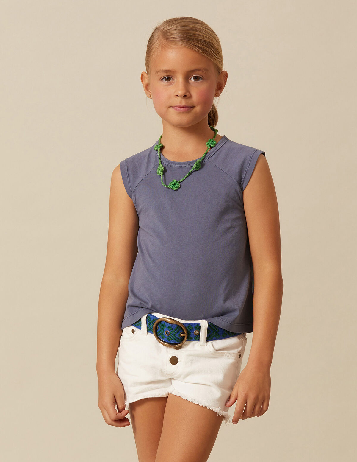 T-SHIRT COUPURES BLEU