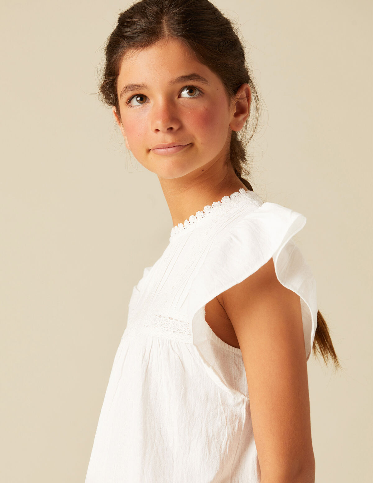 VESTIDO VOLANTE ENCAJES BLANCO