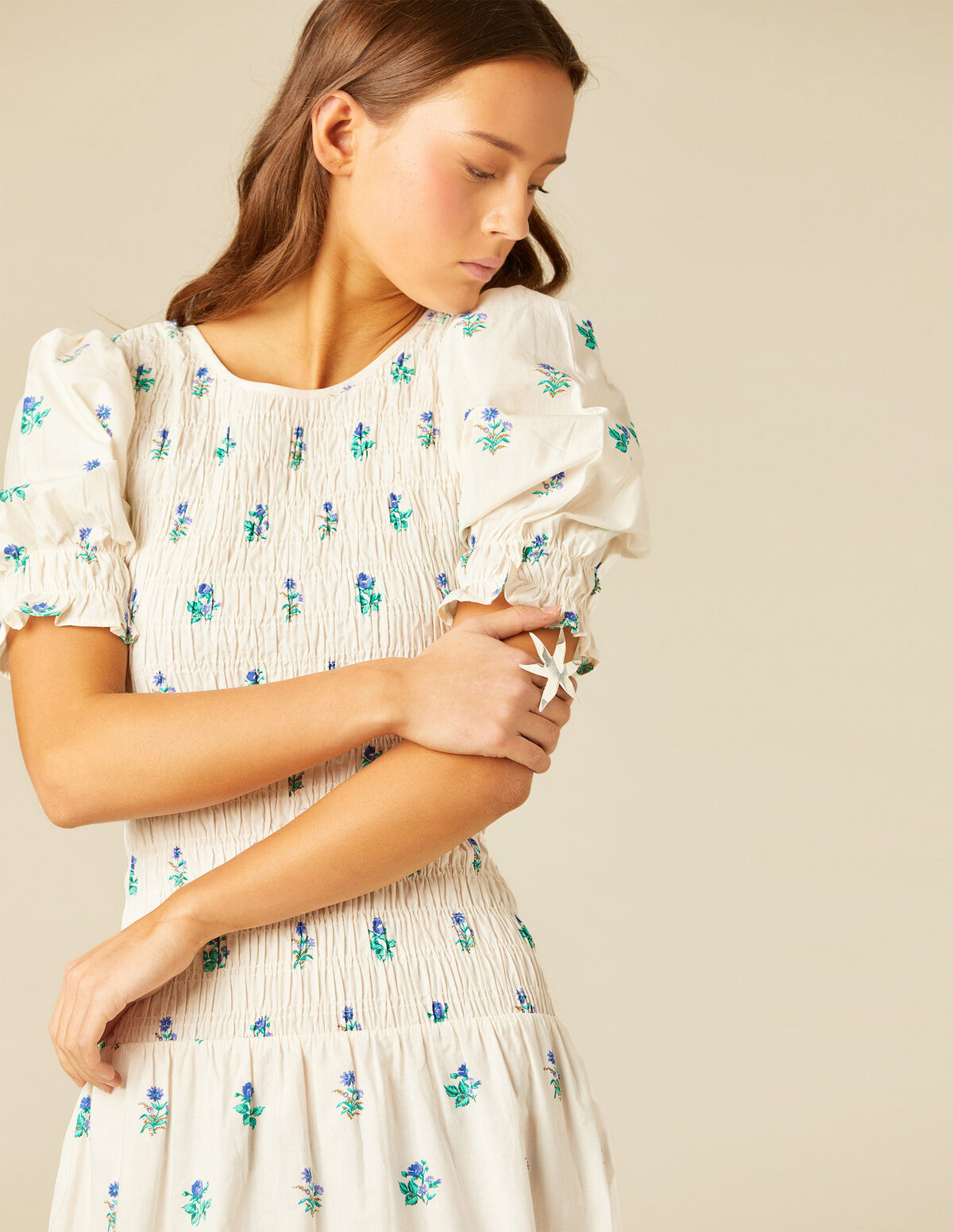 VESTIDO FRUNCES LILA FLOR