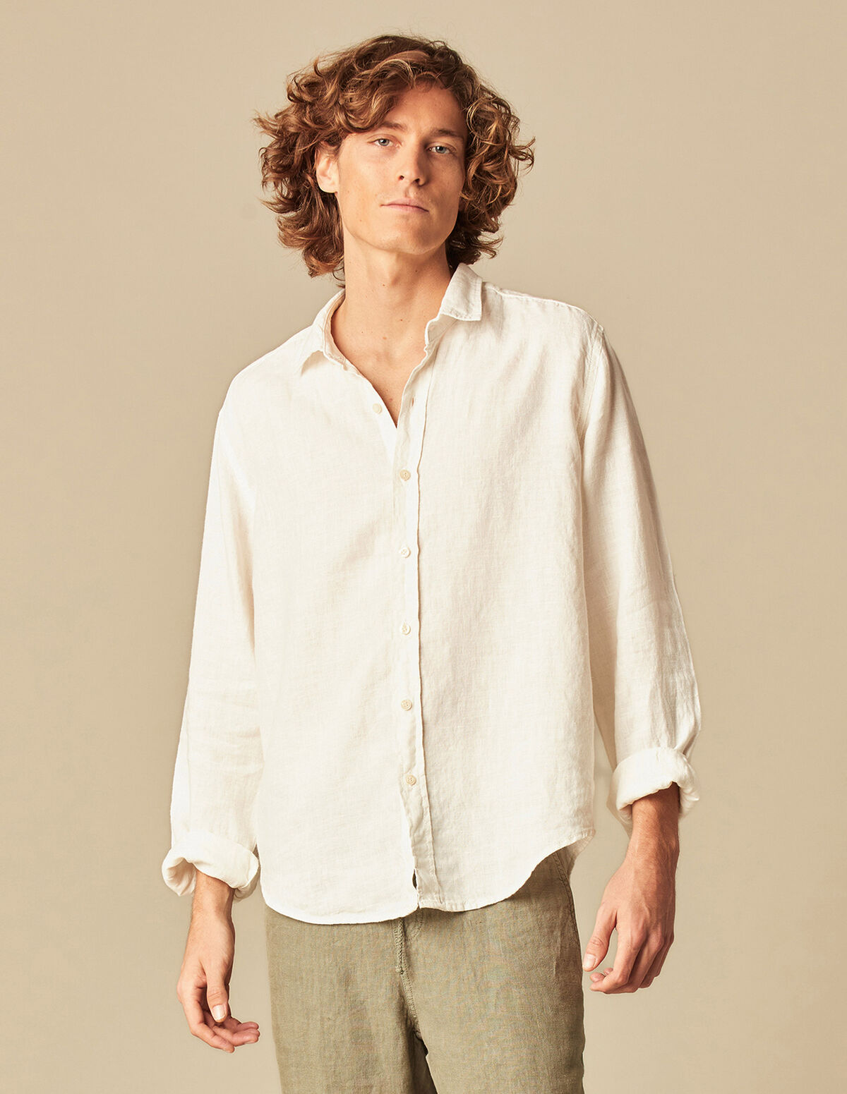 CHEMISE COL V LIN BLANCHE