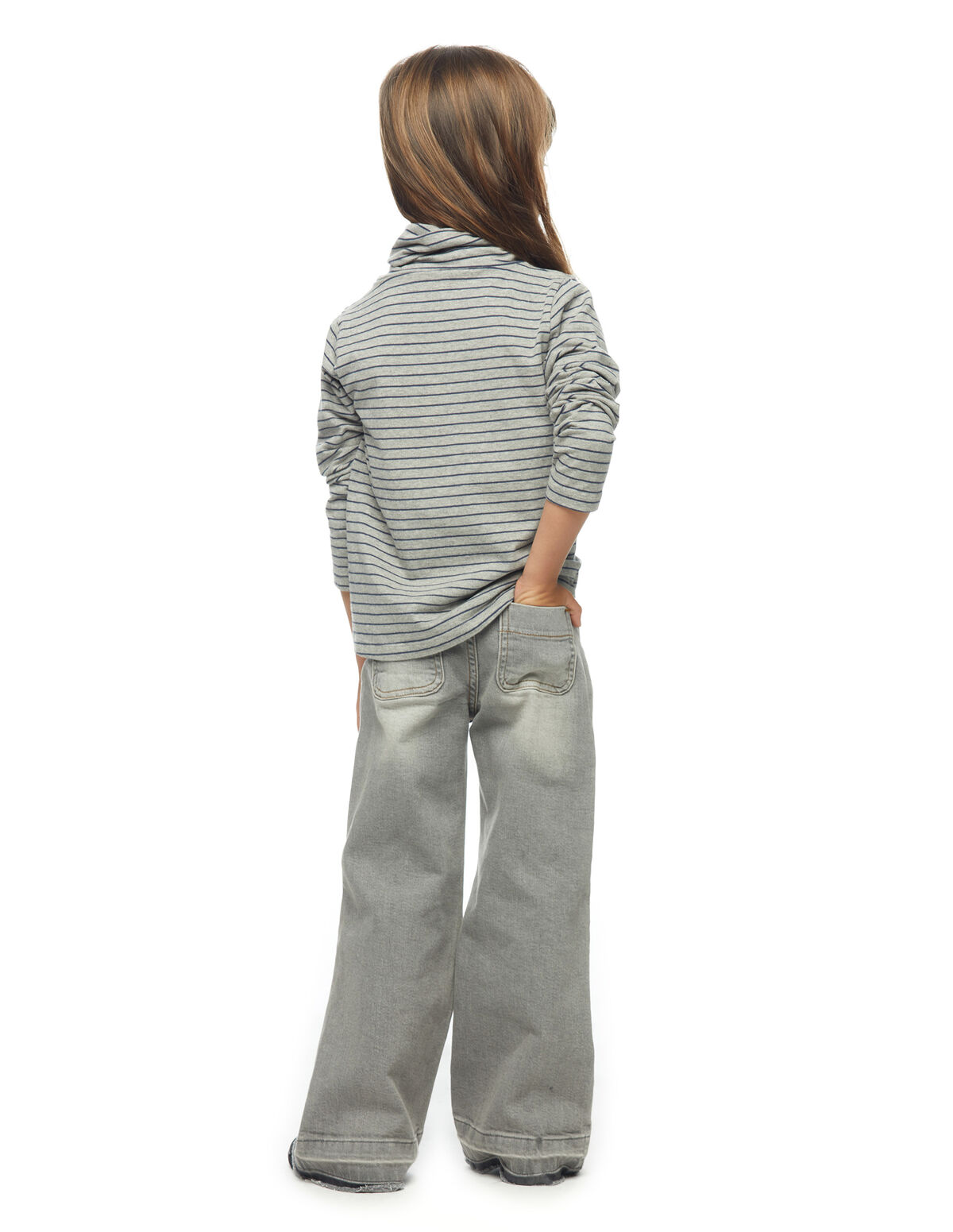 BLUE AND GREY STRIPED TURTLENECK