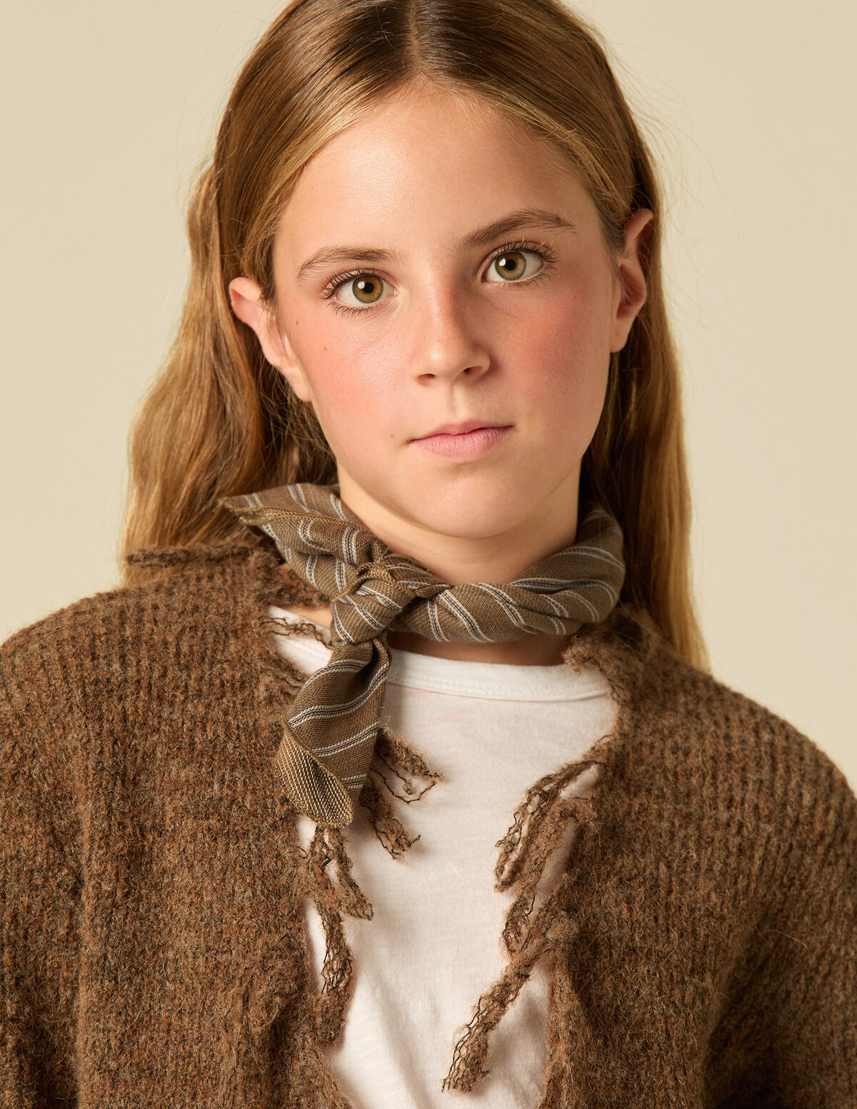 BROWN FRINGED CARDIGAN