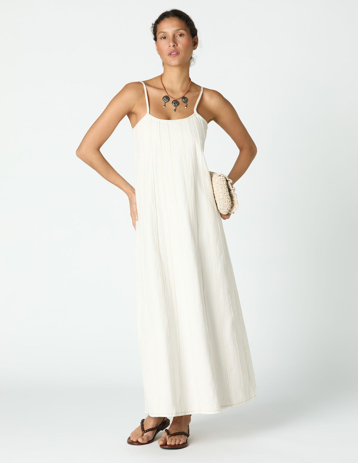 VESTIDO CORTES DENIM BRANCO