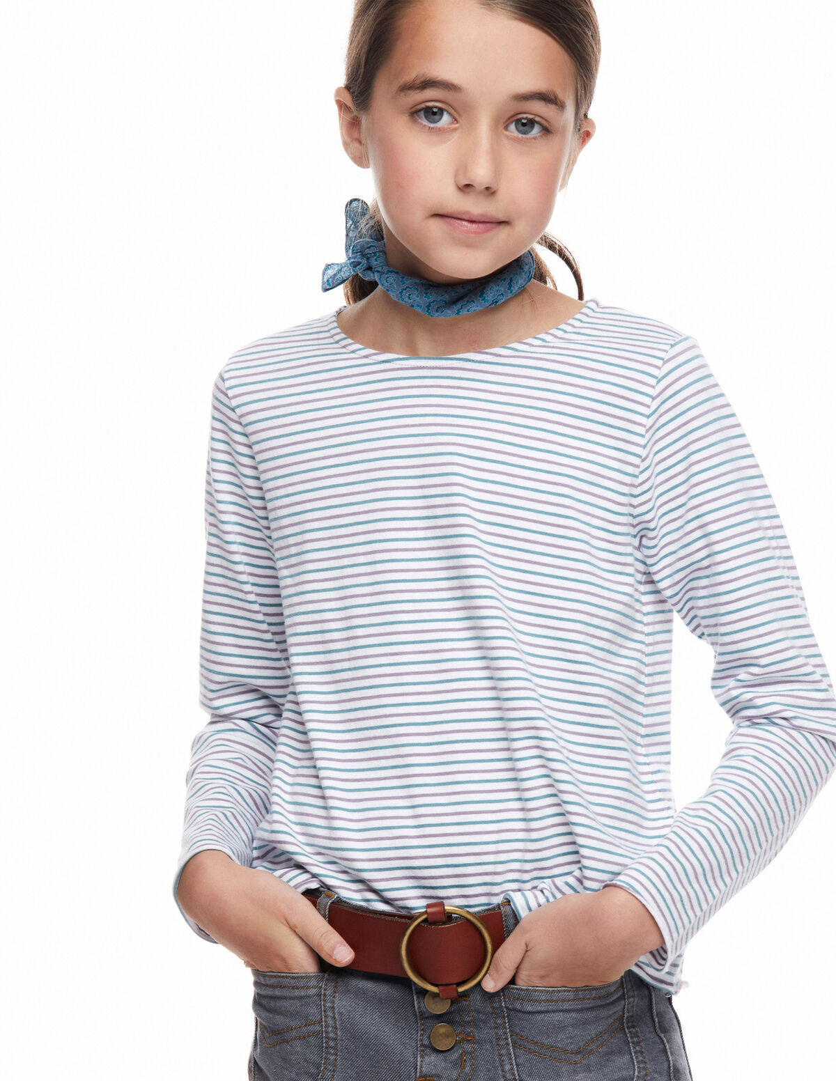 Camiseta manga larga rayas multicolor