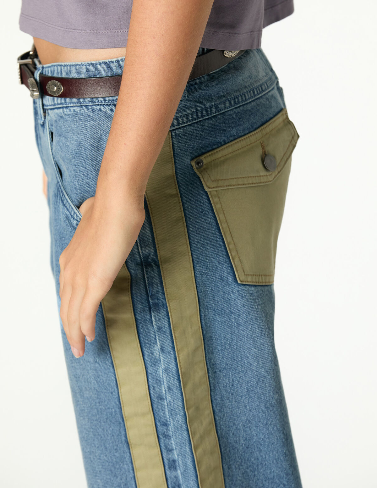 ANTHRACITE CONTRAST STRAP JEANS