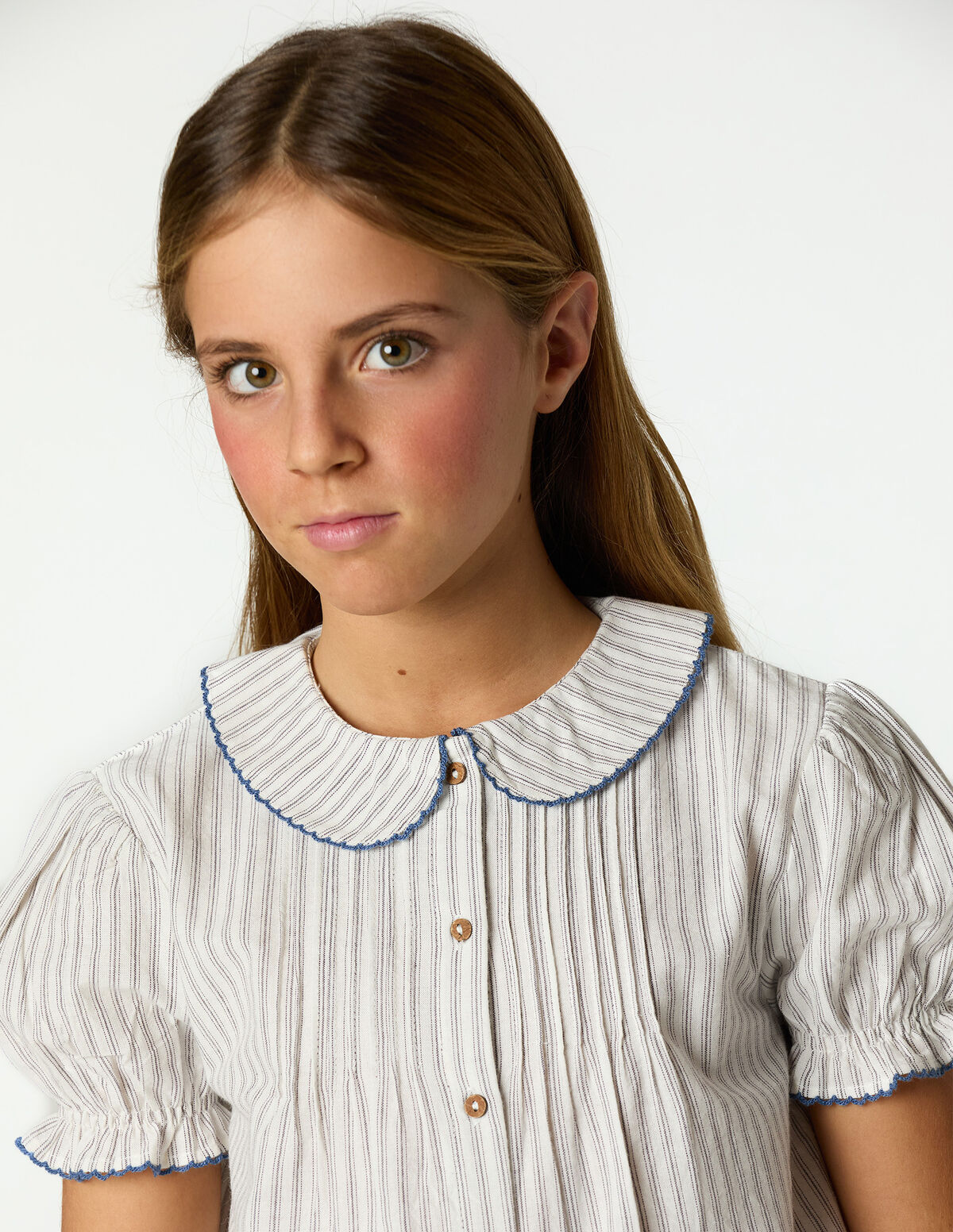 CAMISA &Aacute;S RISCAS ECRU STITCHING