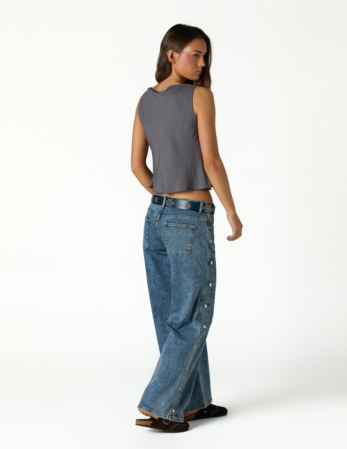 BLUE SIDE BUTTONS TROUSERS