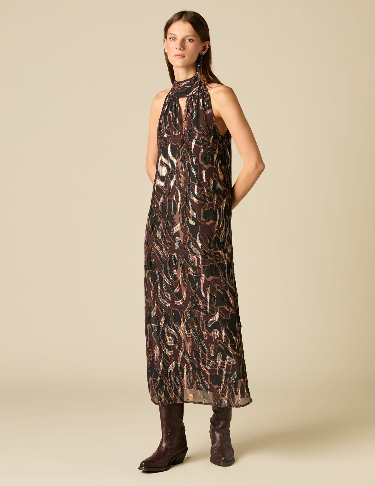 LUREX HALTER DRESS
