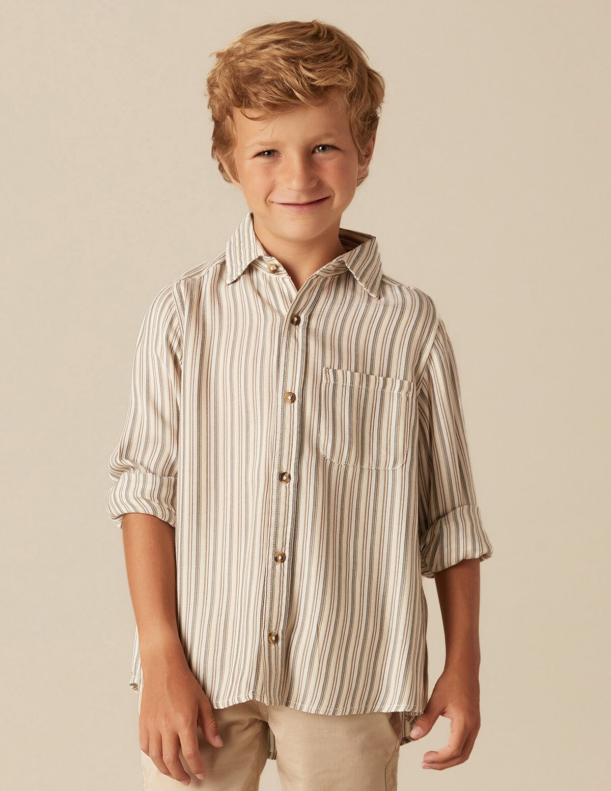 CHEMISE RAYURE BLEUE MOUTARDE