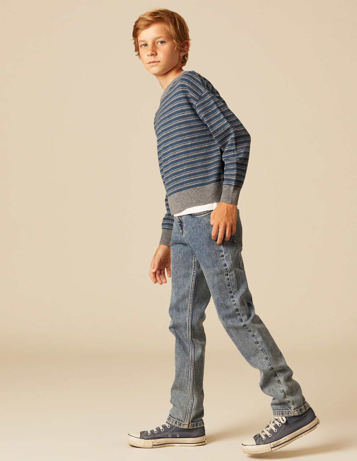 CAMISOLA RISCA CINZENTA AZUL