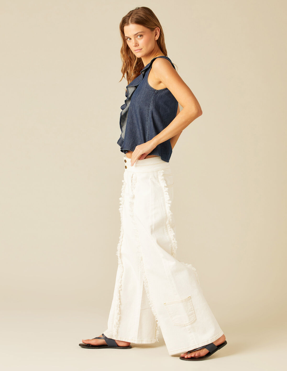 TOP DENIM VOLANTES