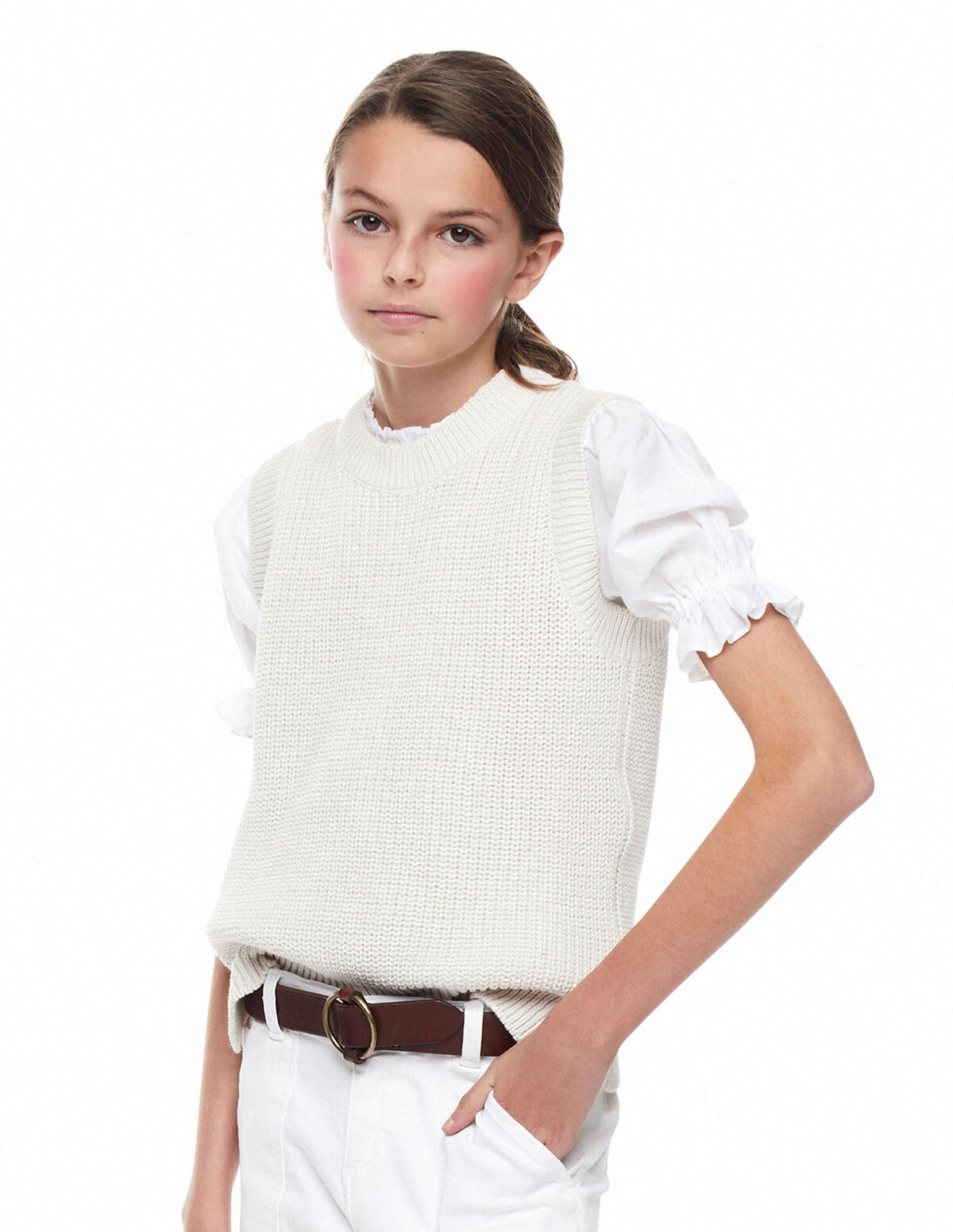 Ecru knitted vest
