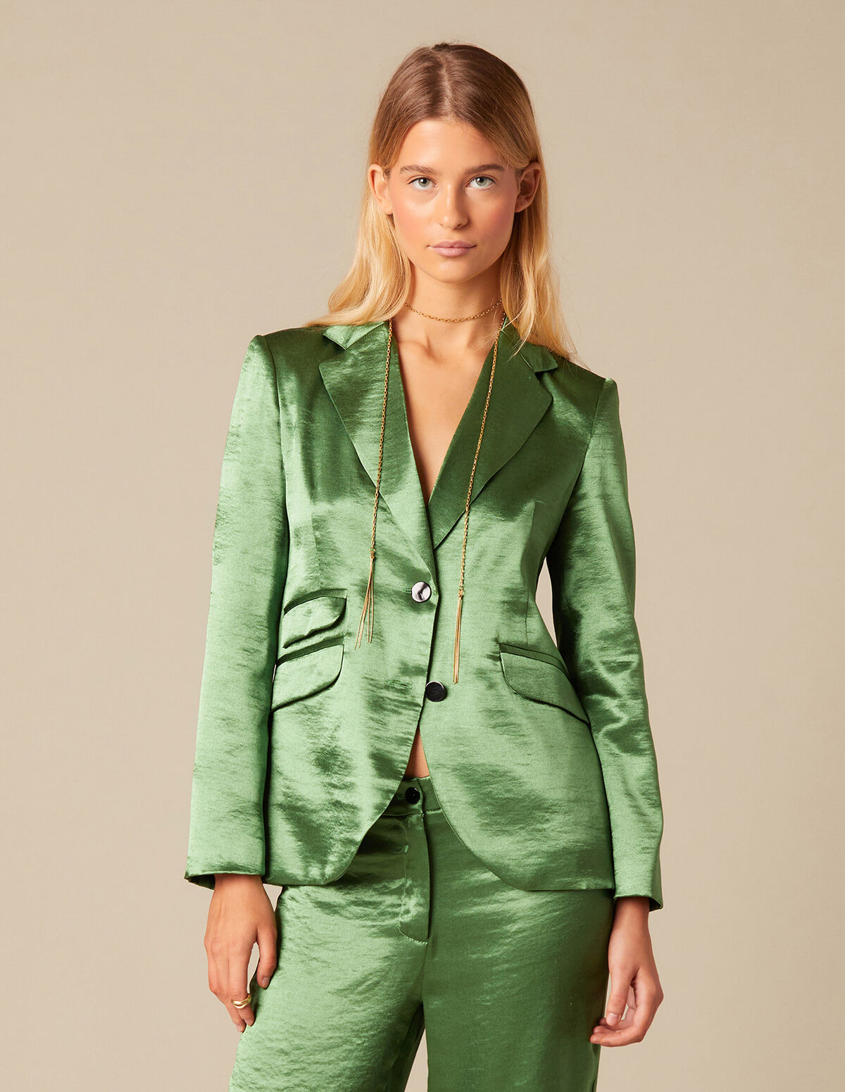 BLAZER SATINÉ VERT